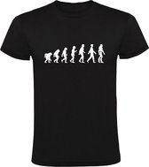 Aap mens robot evolutie Heren T-shirt | toekomst | programmeur | robots | techniek | techno | ontwikkeling | Zwart