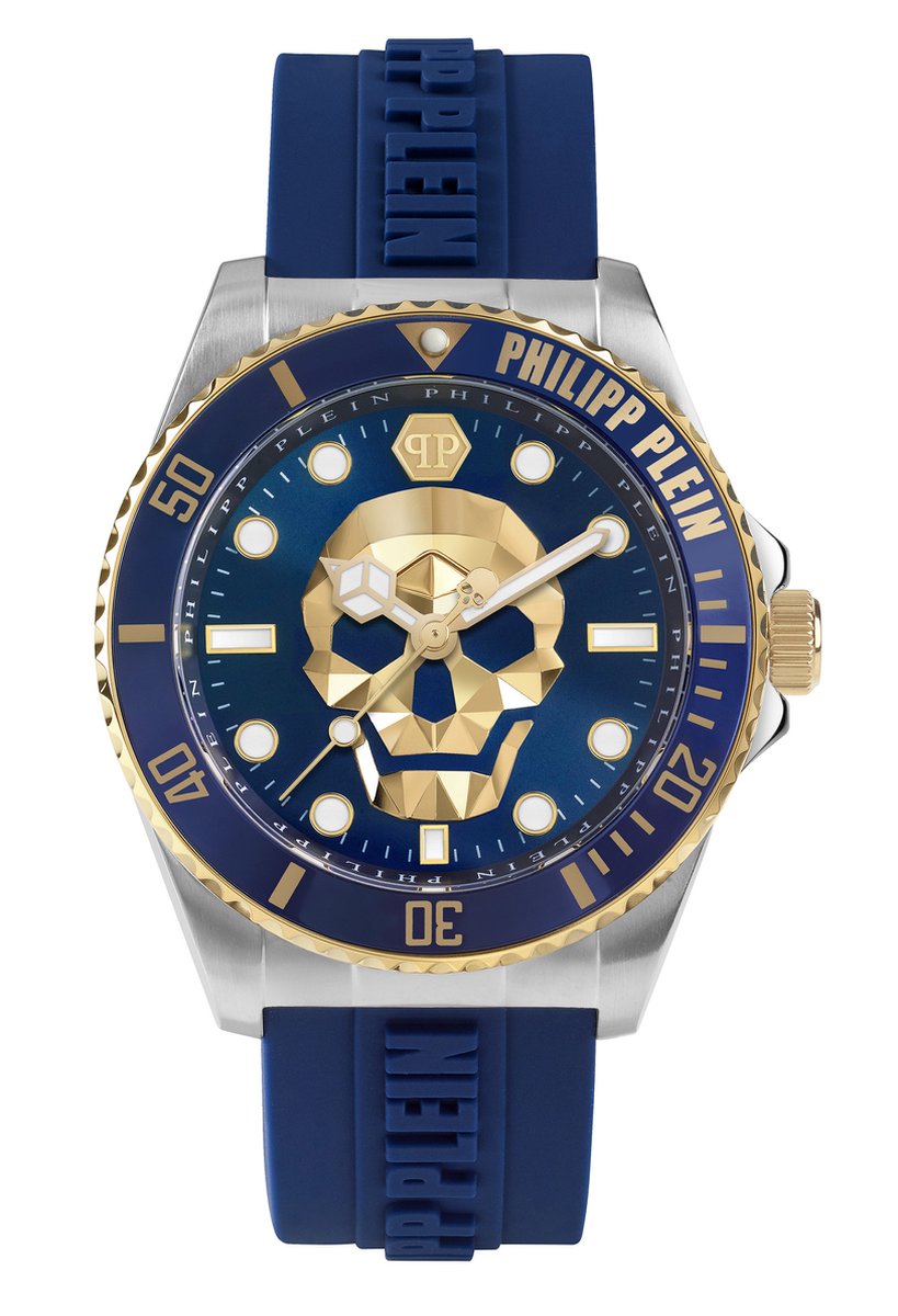 Philipp Plein The $Kull Diver PWOAA0222 Horloge - Siliconen - Blauw - Ø 44 mm