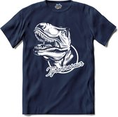 Tyrannosaur | Dino - Dinosaur - Dinosauriërs - T-Shirt - Unisex - Navy Blue - Maat 4XL