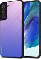 Cadorabo Hoesje geschikt voor Samsung Galaxy S22 in ROZE - BLAUW - Tweekleurige beschermhoes van TPU-silicone Case Cover en achterzijde van gehard glas