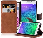 Cadorabo Hoesje geschikt voor Samsung Galaxy ALPHA in MAT BRUIN - Beschermhoes Case Cover met standfunctie en kaartvak in retrodesign