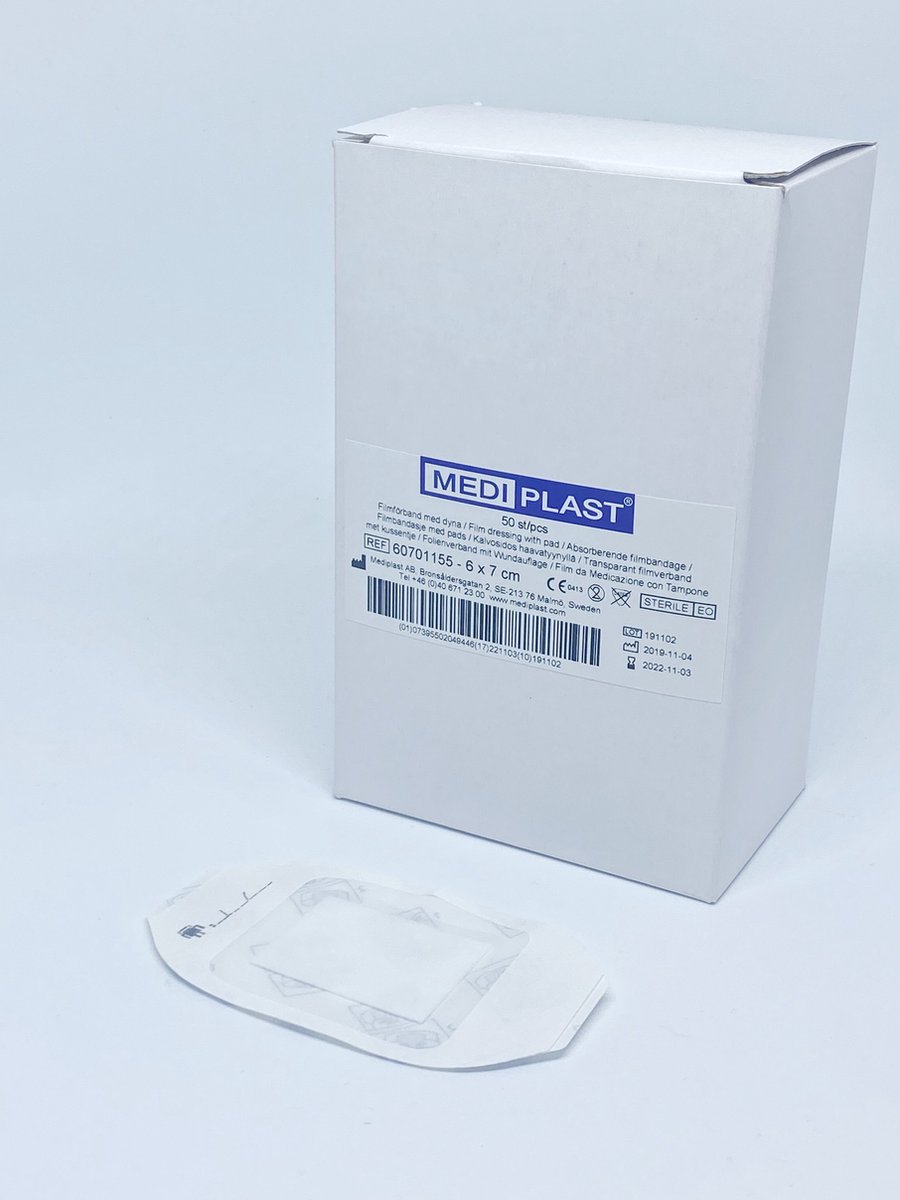 Goedkoopste Mediplast Waterproof Film met pad en frame wondpleister steriel 6 x 7