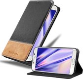 Cadorabo Hoesje geschikt voor Samsung Galaxy S6 EDGE in ZWART BRUIN - Beschermhoes met magnetische sluiting, standfunctie en kaartvakje Book Case Cover Etui