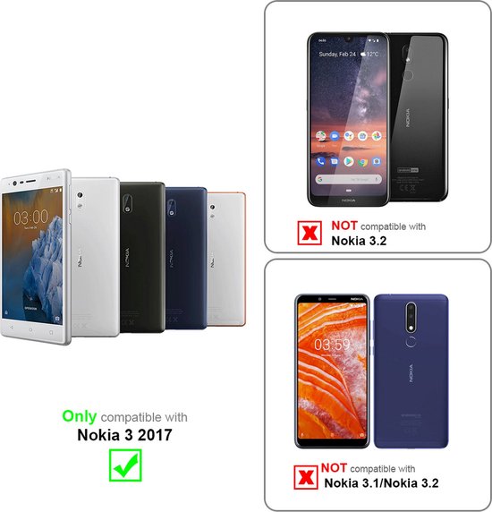 Coque Cadorabo pour Nokia 3 2017 en BLEU NEPTUNE - Coque de protection avec fermeture magnétique et 3 emplacements pour cartes