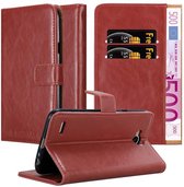 Cadorabo Hoesje geschikt voor LG X POWER 2 in WIJN ROOD - Beschermhoes met magnetische sluiting, standfunctie en kaartvakje Book Case Cover Etui