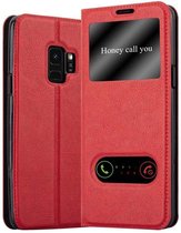 Cadorabo Hoesje geschikt voor Samsung Galaxy S9 in SAFRAN ROOD - Beschermhoes met magnetische sluiting, standfunctie en 2 kijkvensters Book Case Cover Etui