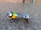 Floz Design metalen vogelfiguur - set van 2 - vogelbeeld van ijzer - kleine pimpelmees - cadeau voor vogelliefhebber - fairtrade