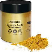 Aslanka goud Mica-poeder, natuurlijke pigmenten Glitter epoxyharsverf voor zeep maken, badbom, kaars, cosmetische oogschaduw, make-up, nagellak, slijm, verf(50g/1.76oz)