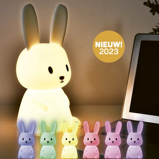 Vulpes Kids® Nachtlampje Kinderen LED Licht & RGBW Nachtlampje Babykamer Konijn...