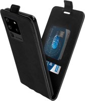 Geschikt voor Samsung S20 Ultra Vertical Flip Case met Kaarthouder Leer-Effect zwart