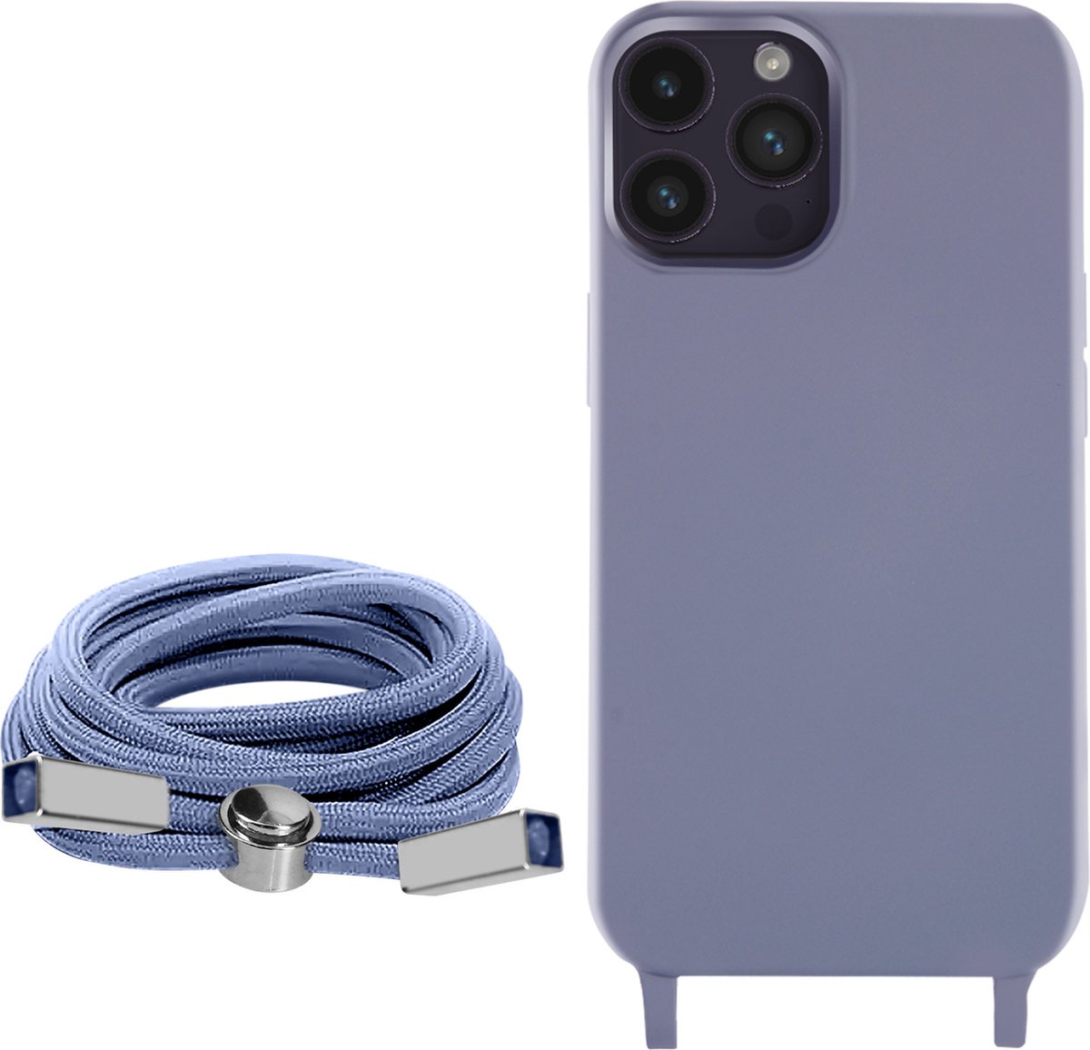 Geschikt voor Apple iPhone 14 Pro Max Koord Hoesje Semi-rigide Nekkoord 80cm paars