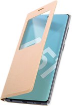 Geschikt voor Samsung Galaxy A51 Case Window Time Display Video-ondersteuning goud