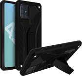 Geschikt voor Samsung Galaxy A51 Case Bi-materiaal Schokbestendige standaard zwart