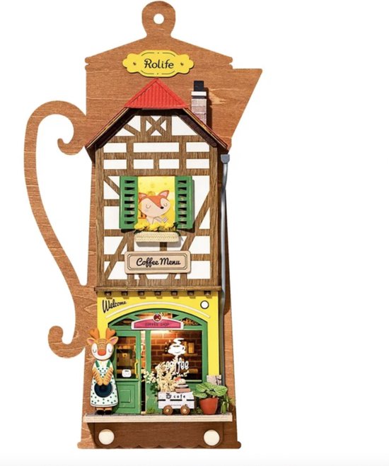 Robotime - Modelbouw - Lazy Coffee House - Miniatuur bouwpakket - Houten modelbouw - hout/papier/kunststof - Modelbouw - DIY - Hout 3D puzzel - Tieners - Volwassenen - Diorama