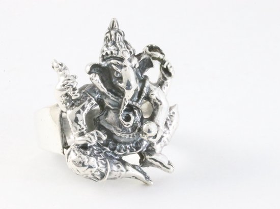 Zilveren Ganesha ring - maat 16