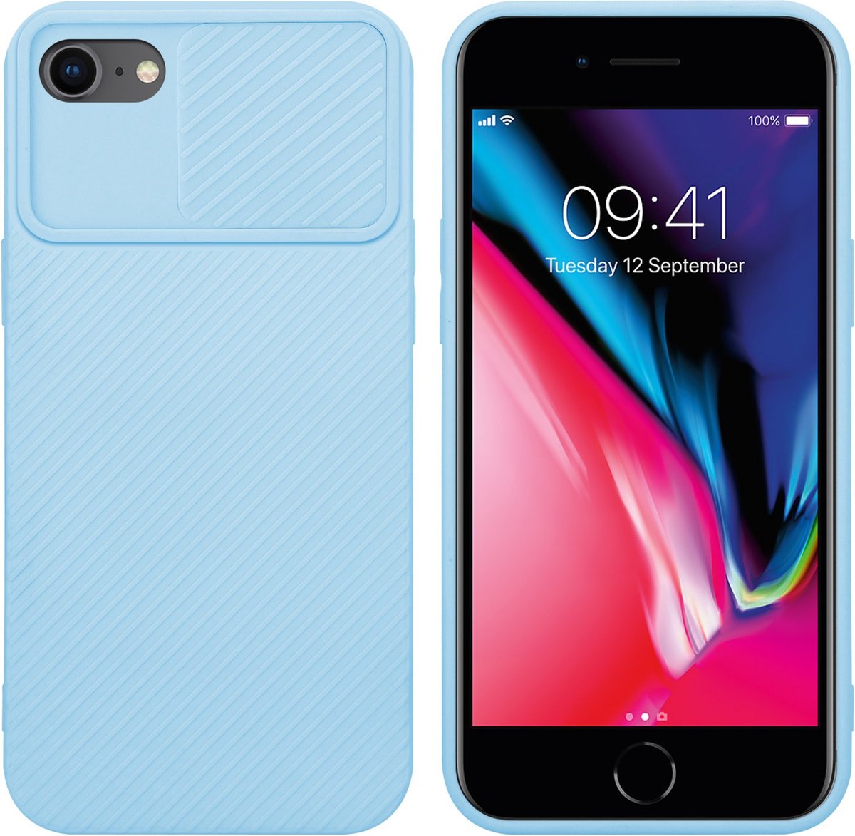 Cadorabo Hoesje geschikt voor Apple iPhone 7 / 7S / 8 / SE 2020 in Bonbon Licht Blauw - Beschermhoes van flexibel TPU-silicone Case Cover en met camerabescherming