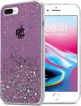 Cadorabo Hoesje voor Apple iPhone 7 PLUS / 7S PLUS / 8 PLUS in Paars met Glitter - Beschermhoes van flexibel TPU silicone met fonkelende glitters Case Cover Etui