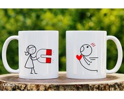 Couple Matching Valentijn Cadeau mok - Mok met tekst - Grappige mok - Verjaardag cadeau - Cadeau voor man - Cadeau voor vrouw - Cadeau voor haar - Cadeau voor hem - Grappige cadeau - Thee glazen - Valentijn cadeautjes - Koffiekopjes