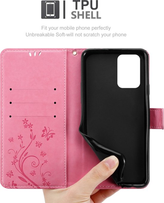 Coque Cadorabo pour Xiaomi POCO X3 GT en ROSE FLORAL - Coque de protection à motif floral avec fermeture magnétique, fonction support et fentes pour cartes