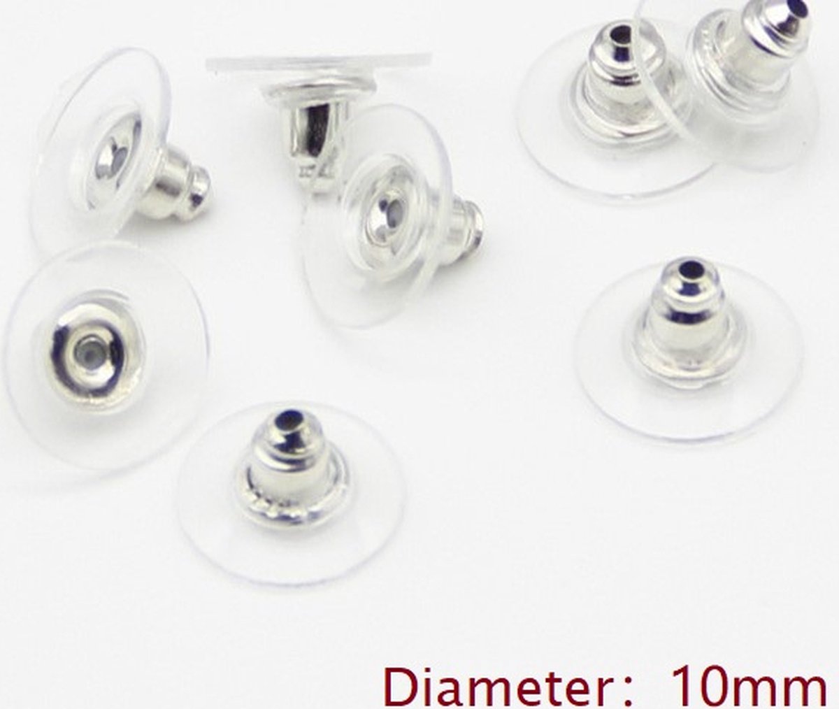10 stuks Oorbel achterkantjes- zilverkleur -silicone ring zeer geschikt voor steker oorbellen-oorbellen stoppertjes - 