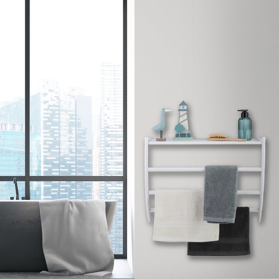 Relaxdays handdoekrek muur, met 5 stangen HxBxD: ca. 70 x 56,5 x 15,5 cm, modern, badkamer, handdoekhouder staal, zilver Relaxdays handdoekrek muur, met 5 stangen HxBxD: ca. 70 x 56,5 x 15,5 cm, modern, badkamer, handdoekhouder staal, zilver