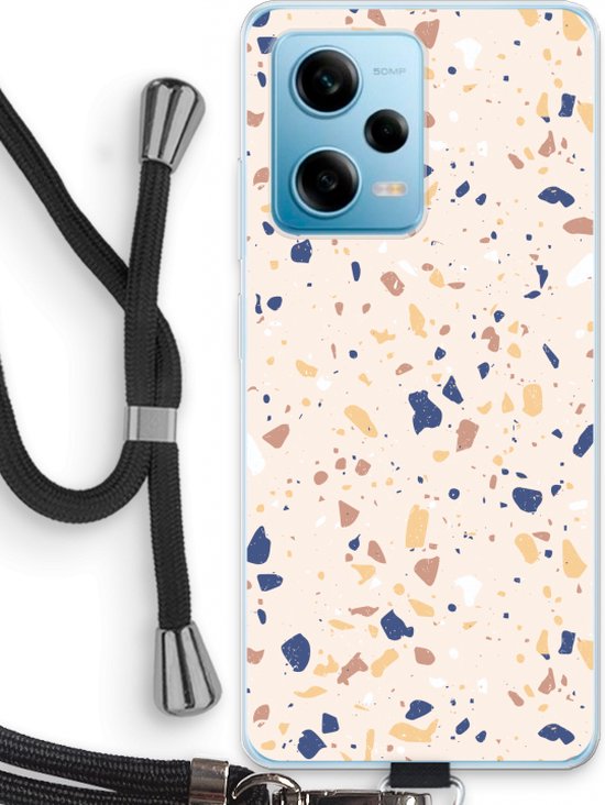 Case Company® - Coque Xiaomi Redmi Note 12 Pro avec cordon - Terrazzo N°23 - Coque de téléphone avec cordon Zwart - Protection sur tous les côtés et sur le bord de l'écran