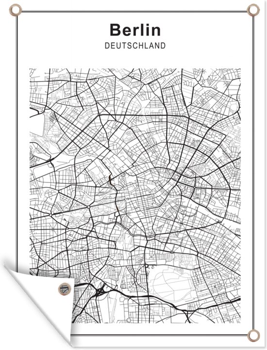Tuinposter - Tuindoek - Tuinposters buiten - Stadskaart - Berlijn - Zwart Wit - 90x120 cm - Tuin - Plattegrond