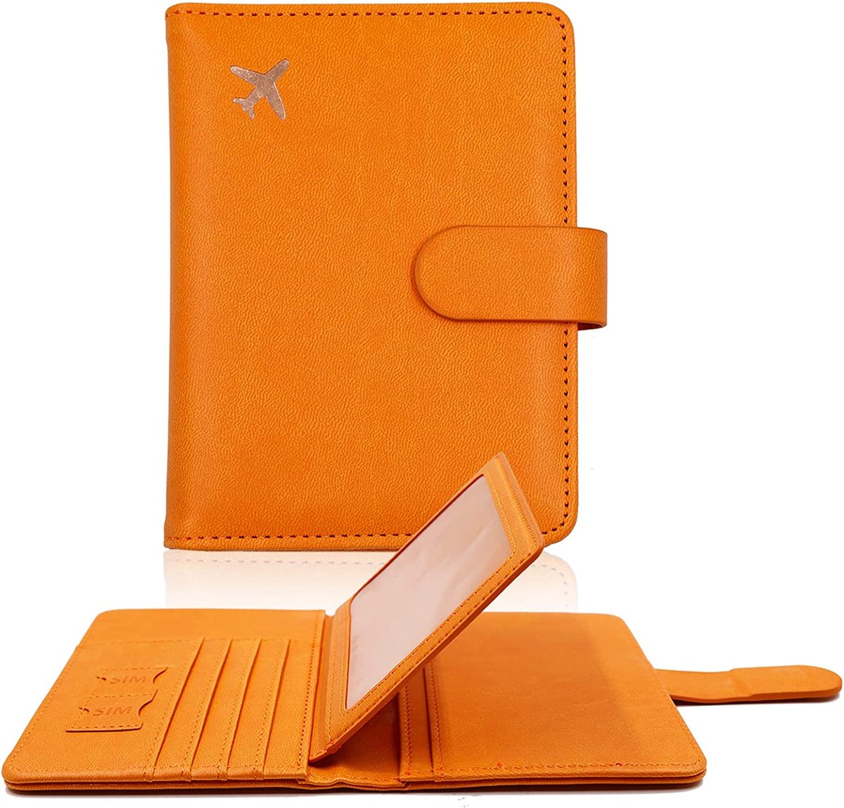 Casemania Paspoort Hoesje - Oranje - Paspoorthouder - Paspoort Cover voor Paspoort & Kaarthouder (RFID Bescherming) - Paspoort Tasje voor Reizen