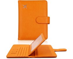 Casemania Paspoort Hoesje - Oranje - Paspoorthouder - Paspoort Cover voor Paspoort & Kaarthouder (RFID Bescherming) - Paspoort Tasje voor Reizen