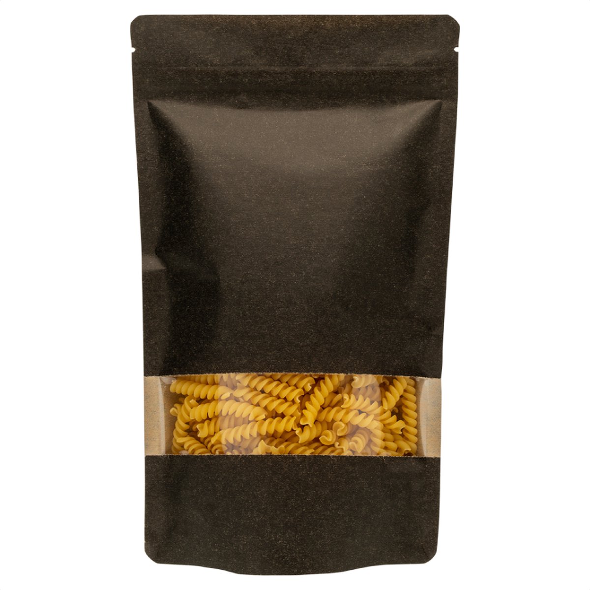 100x Stazakken Kraftpapier Zwart Met Venster 160 x 240 mm (750 ml) Stazak Hersluitbaar Luchtdicht en Vochtdicht - Gripsluiting - Hersluitbare Stazak - Voedselveillig - Ziplock zakjes - Hersluitbare zakjes