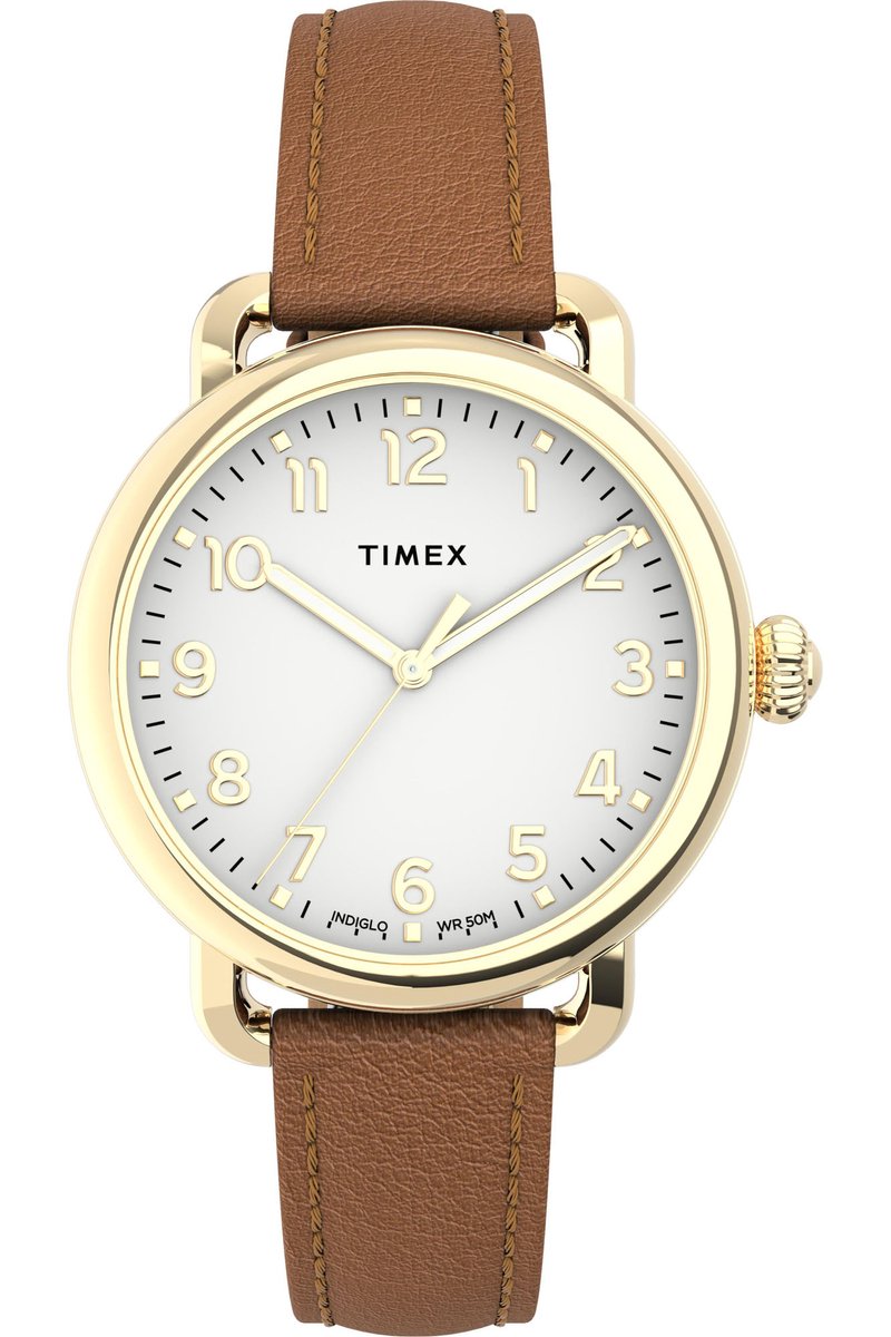Timex TW2U13300 Horloge - Leer - Bruin - Ø 34 mm