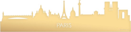 Skyline Parijs Goud Metallic - 100 cm - Woondecoratie - Wanddecoratie - Meer steden beschikbaar - Woonkamer idee - City Art - Steden kunst - Cadeau voor hem - Cadeau voor haar - Jubileum - Trouwerij - WoodWideCities
