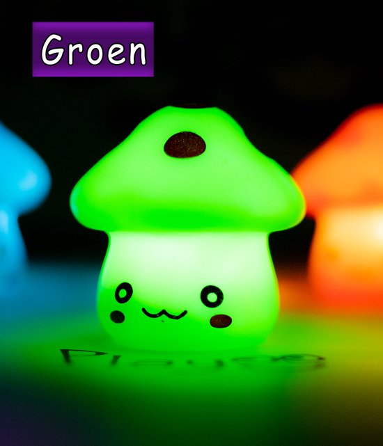 Kawaii - Schattig Paddenstoel Nachtlampje - Groen (RGB)