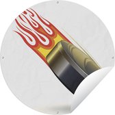 Tuincirkel Een vlam hangt aan de puck van ijshockey in een illustratie - 60x60 cm - Ronde Tuinposter - Buiten