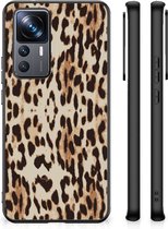 Telefoonhoesje Xiaomi 12T | 12T Pro TPU Silicone Hoesje met Zwarte rand Leopard