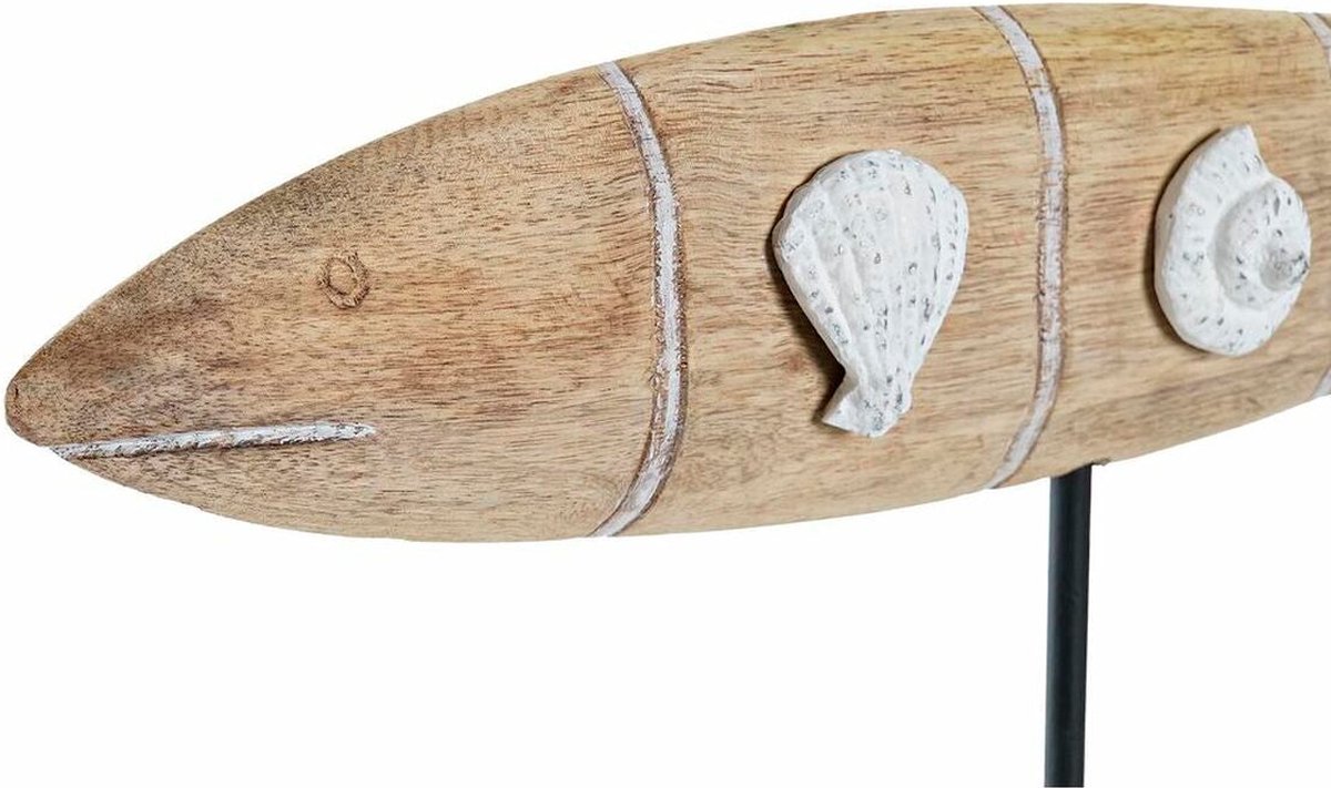 Decoratieve figuren DKD Home Decor Zwart Bruin Aluminium Wit Mangohout Zeeman Vis (54 x 9 x 38 cm)