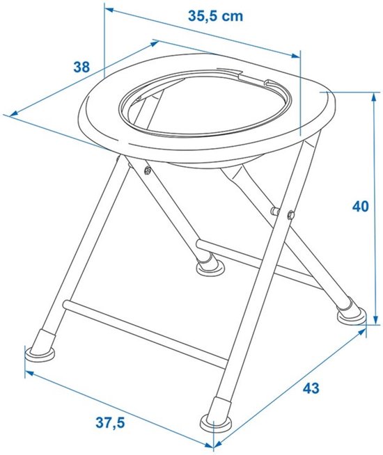 ProPlus Opvouwbaar reistoilet - compact en lichtgewicht - 40 x 37,5 x 43 cm - zwart/wit van ProPlus — afbeelding 3
