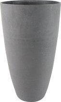 Hoge bloempot/plantenpot vaas gerecycled kunststof/steenpoeder donkergrijs dia 29 cm en hoogte 50 cm - Binnen en buiten