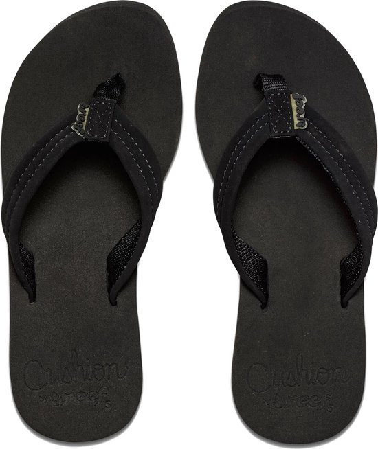 Reef Cushion Breezeblack/Black Dames Slippers - Zwart - Maat 38,5