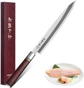 Professioneel 10 inch koksmes voor Vlees, Vis , Sashimi en Sushi  "40,5cm" ,Japanse style Sushi Sashimi mes met Rozehandle, Sushi Knife "Luxe verpakking"