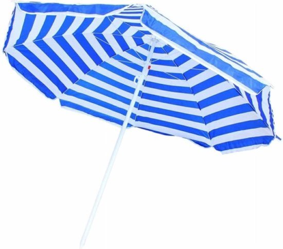 Benson Strandparasol - Parasol - Wit/Blauw Print - Ø 160 cm | bol.com