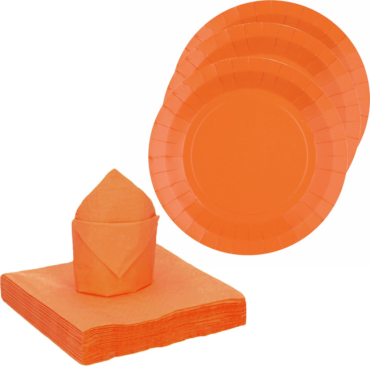 Santex feest/verjaardag servies set - 20x bordjes/25x servetten - oranje - karton