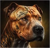 Schilderij canvas pitbull tattoo fantasy