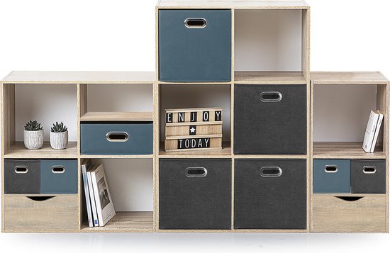 5Five Panier de rangement - 4x - 29 litres - vert émeraude - lin - 31 x 31 x 31 cm