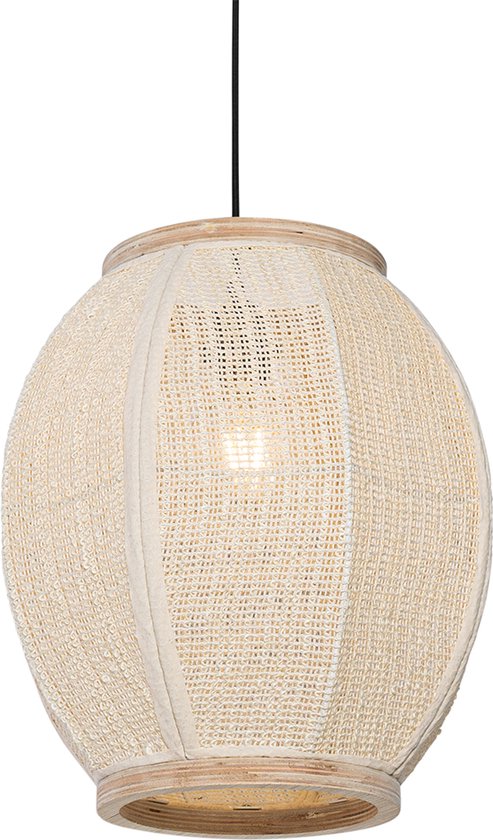 QAZQA rob - Oosterse Hanglamp - 1 lichts - Ø 35 cm - Wit - Woonkamer | Slaapkamer | Keuken