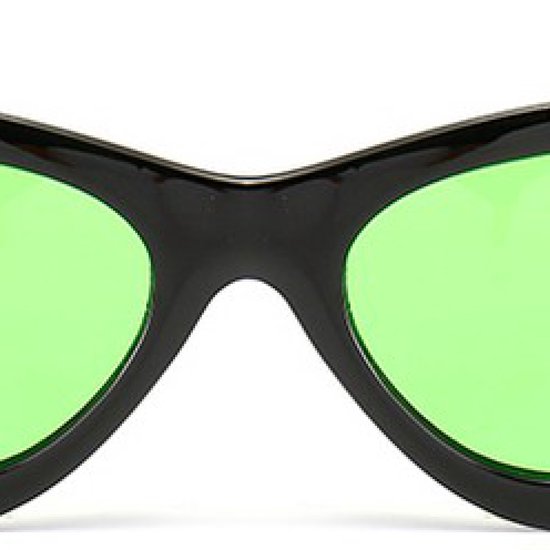 Hidzo Zonnebril Cat Eye Zwart - UV 400 - Groene Glzen