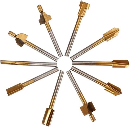 10 Stuks Set 1/8 3mm HSS Titanium Frezen Hout Cutter Frezen Past Dremel Rotary Tool Graveermachine mes Slijpen Slot kopen vanaf een prijs van 5.7
