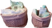 Luiermandje set - 1 grote en 1 kleine - 30 x 21 cm en 22 x 18 cm - oud roze - voering van effen oud roze katoen