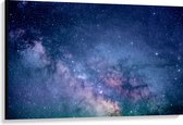 WallClassics - Toile - Blauw avec ciel violet et étoiles - 120x80 cm Photo sur toile (Décoration murale )