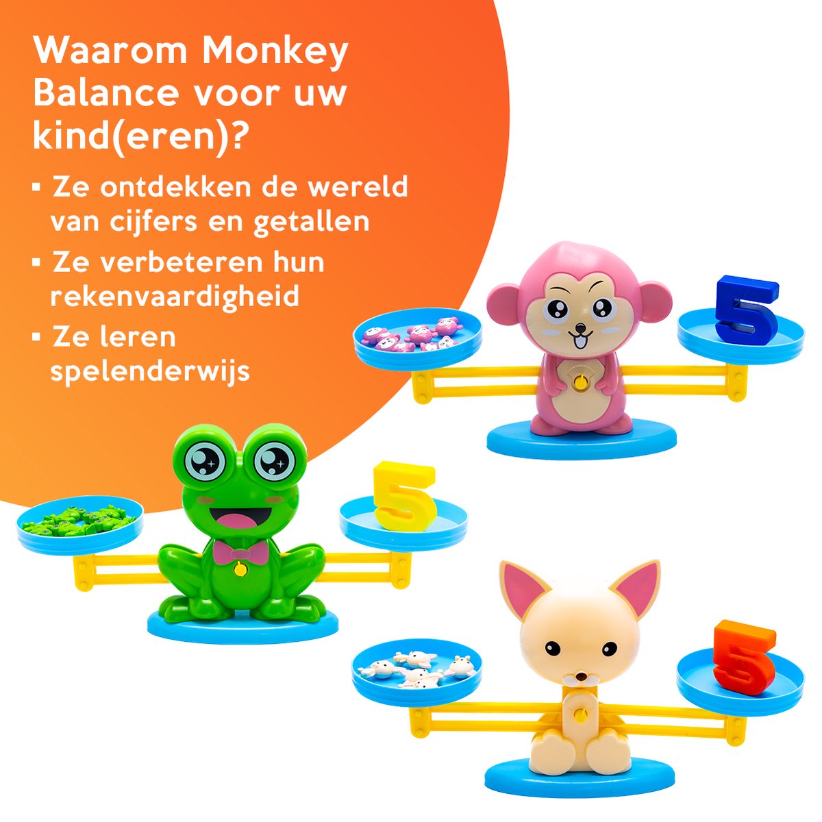 Monkey Balance Game - Kinderspel - Educatief Speelgoed Jongens & Meisjes - Sinterklaas Speelgoed - Ik Leer Rekenen - 4 Jaar - 5 Jaar - 6 Jaar - Leren Rekenen - Sinterklaas - Balansspel - Leren Tellen - Ik Leer Cijfers - Montessori Speelgoed - Cadeau — afbeelding 6